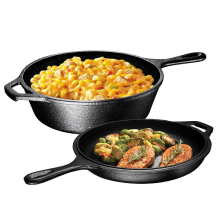 Cast Iron Pan Set 2 Piece Combo Cooker With Skillet Lid